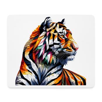 Geometric Tiger Art Print - Mouse Pad (horizontal) - white - Front