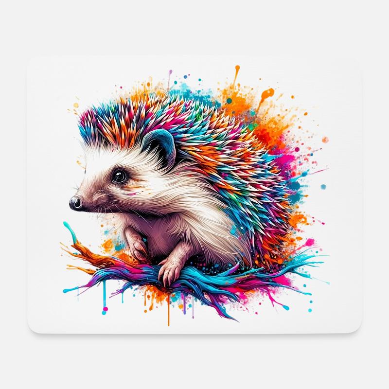 Hérisson - Tapis de souris (format paysage) - blanc