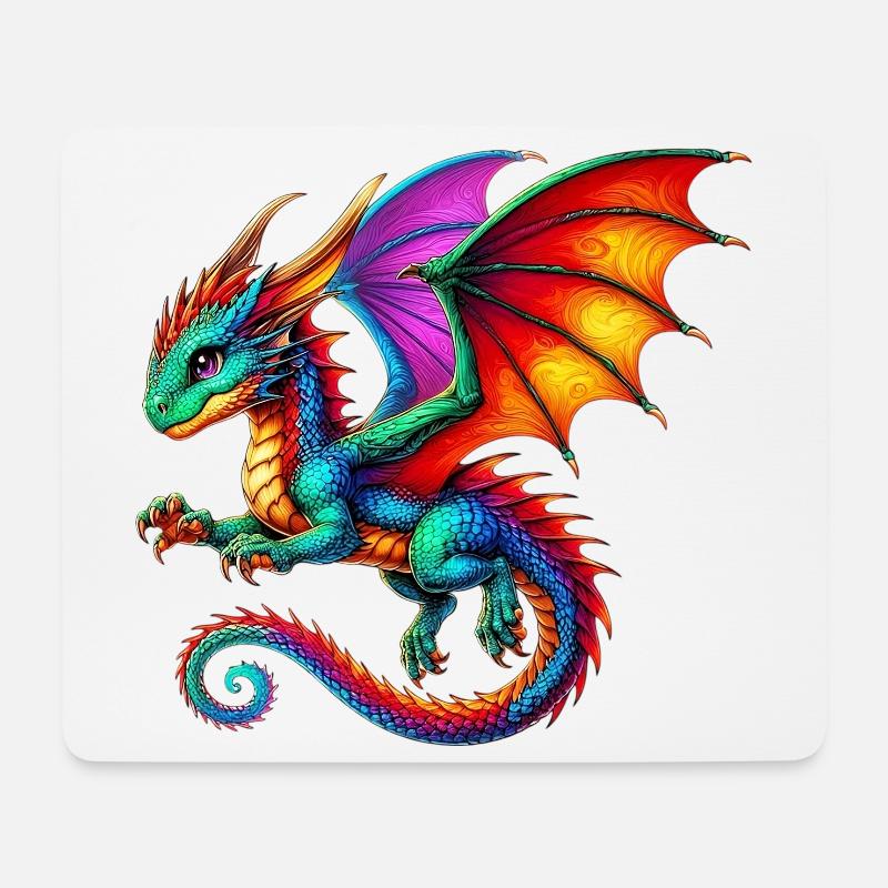 Drache - Mousepad (Querformat) - Weiß