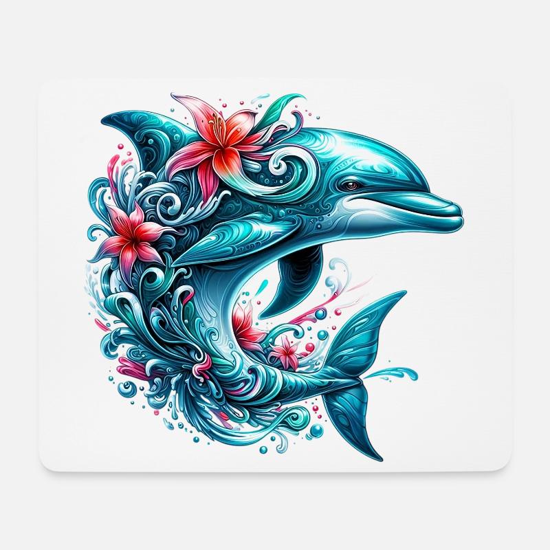 Dauphin - Tapis de souris (format paysage) - blanc