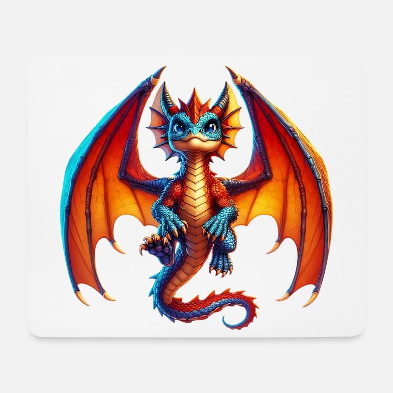 Drache - Mousepad (Querformat) - Weiß