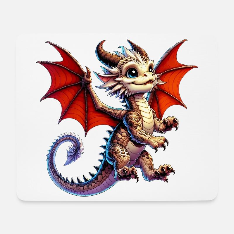 Drache - Mousepad (Querformat) - Weiß