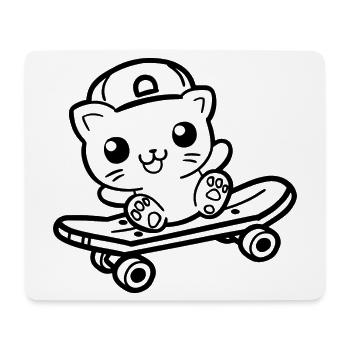 Skateboard Cat Cartoon Look - Mouse Pad (horizontal) - white - Front