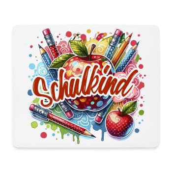 Schulkind Apfel Stift Schulanfänger 2026 - Mousepad (Querformat) - Weiß - Vorne