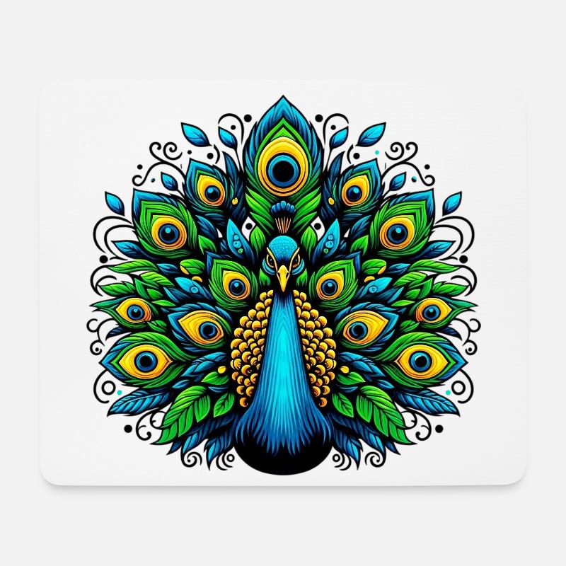 Pfau - Mousepad (Querformat) - Weiß
