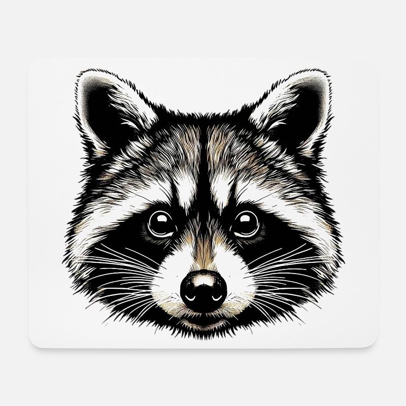 Waschbär - Mousepad (Querformat) - Weiß