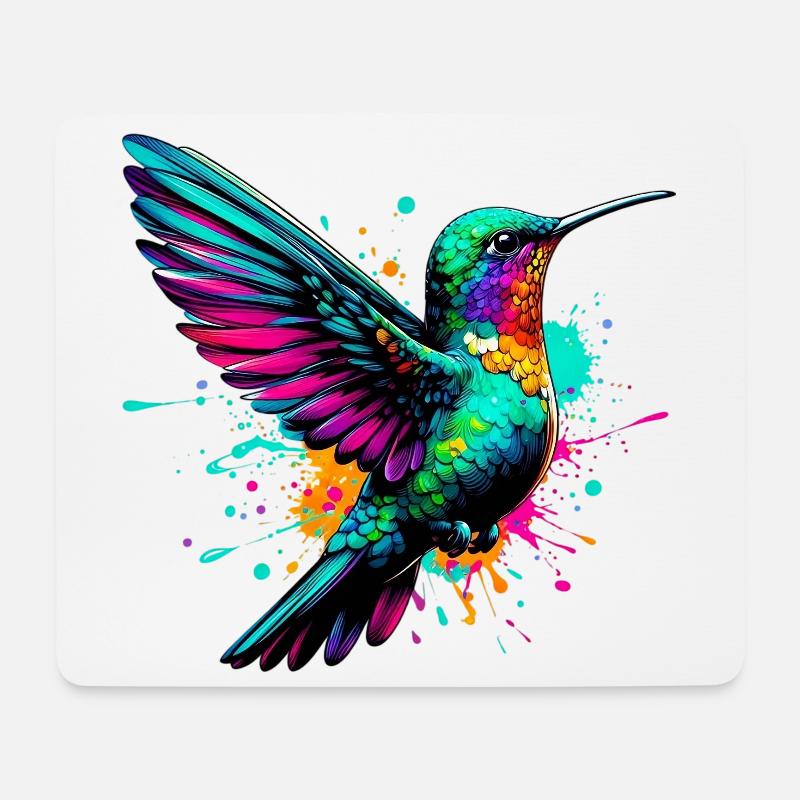 Kolibri - Mousepad (Querformat) - Weiß