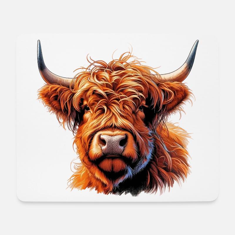 Scottish Highland Cow - Mouse Pad (horizontal) - white
