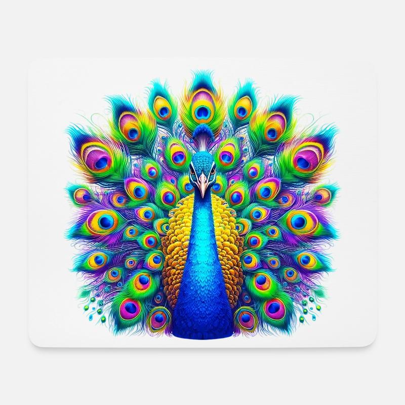 Pfau - Mousepad (Querformat) - Weiß