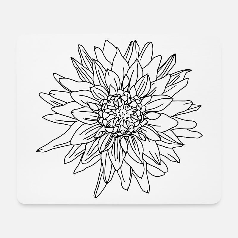Herbstblume Dahlie - Mousepad (Querformat) - Weiß