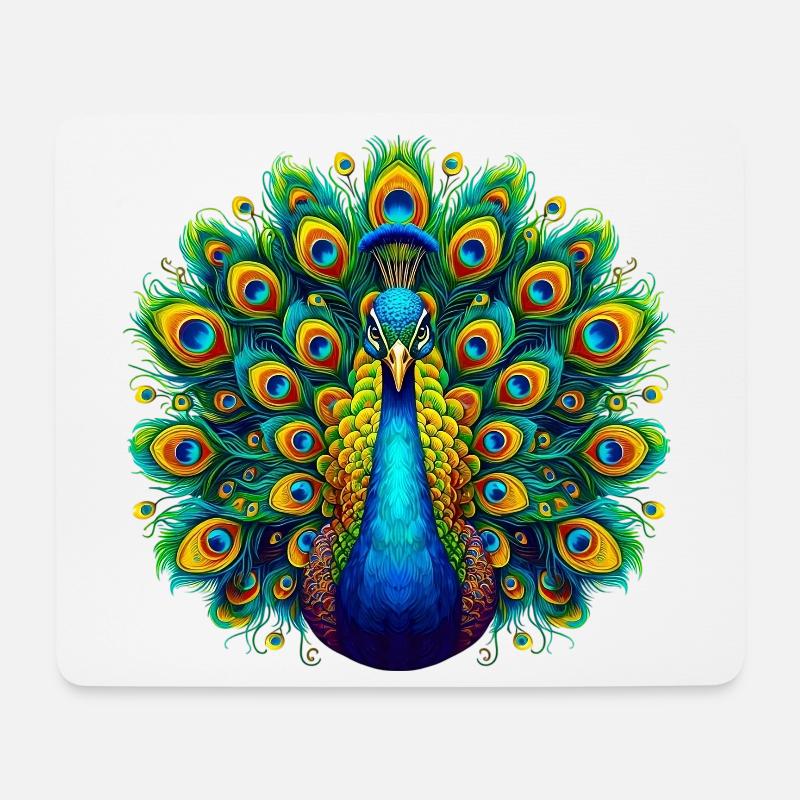 Pfau - Mousepad (Querformat) - Weiß