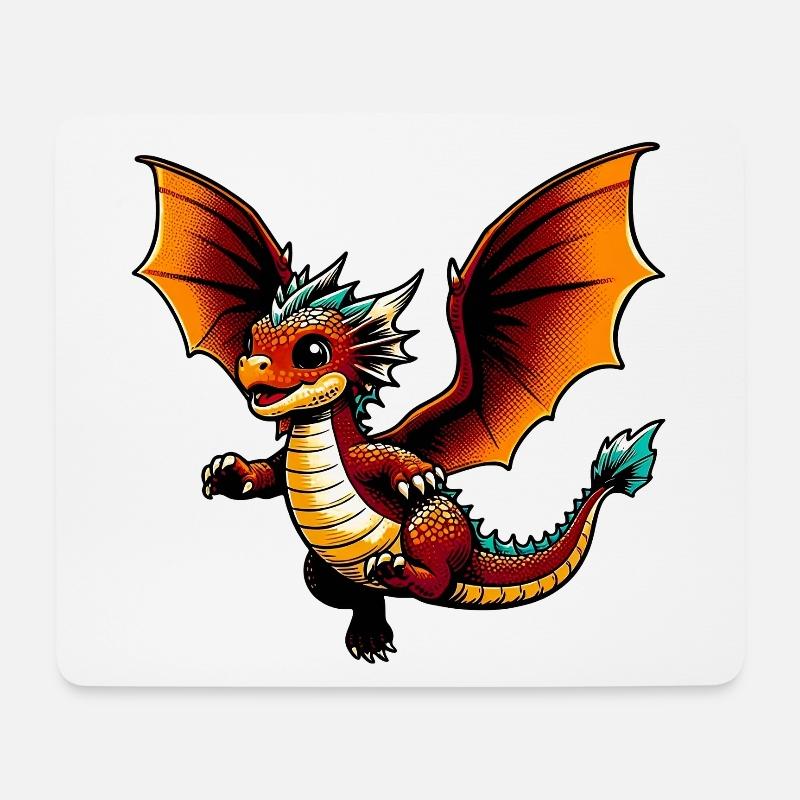 Drache - Mousepad (Querformat) - Weiß