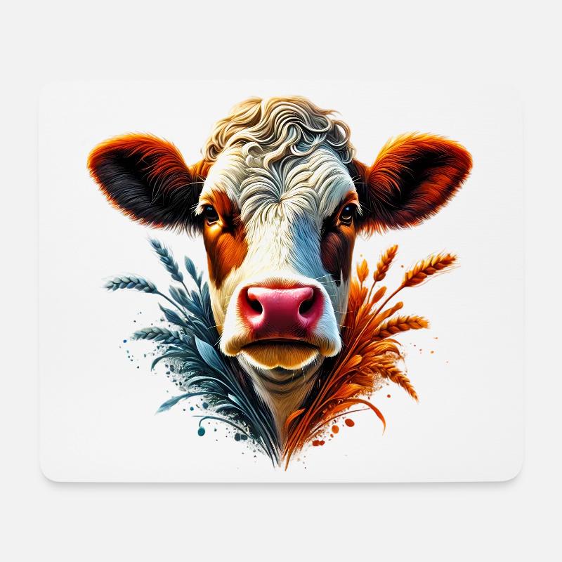 Kuh - Mousepad (Querformat) - Weiß