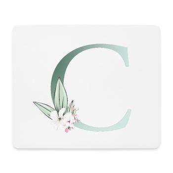 C Monogramm, Floral, personalisierbar - Mousepad (Querformat) - Weiß - Vorne
