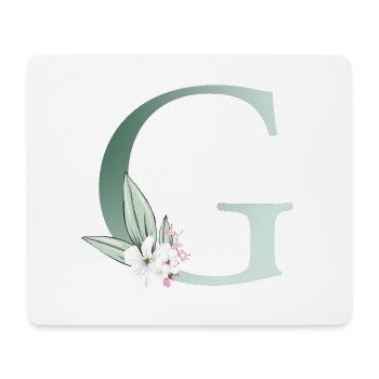 G Monogram, Floral, Personalizable - Mouse Pad (horizontal) - white - Front