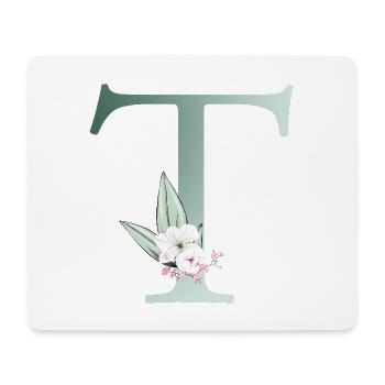 T Monogramm, Floral, personalisierbar - Mousepad (Querformat) - Weiß - Vorne