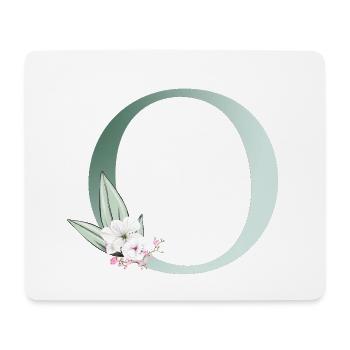 o Monogramme, Floral, Personnalisable - Tapis de souris (format paysage) - blanc - Devant