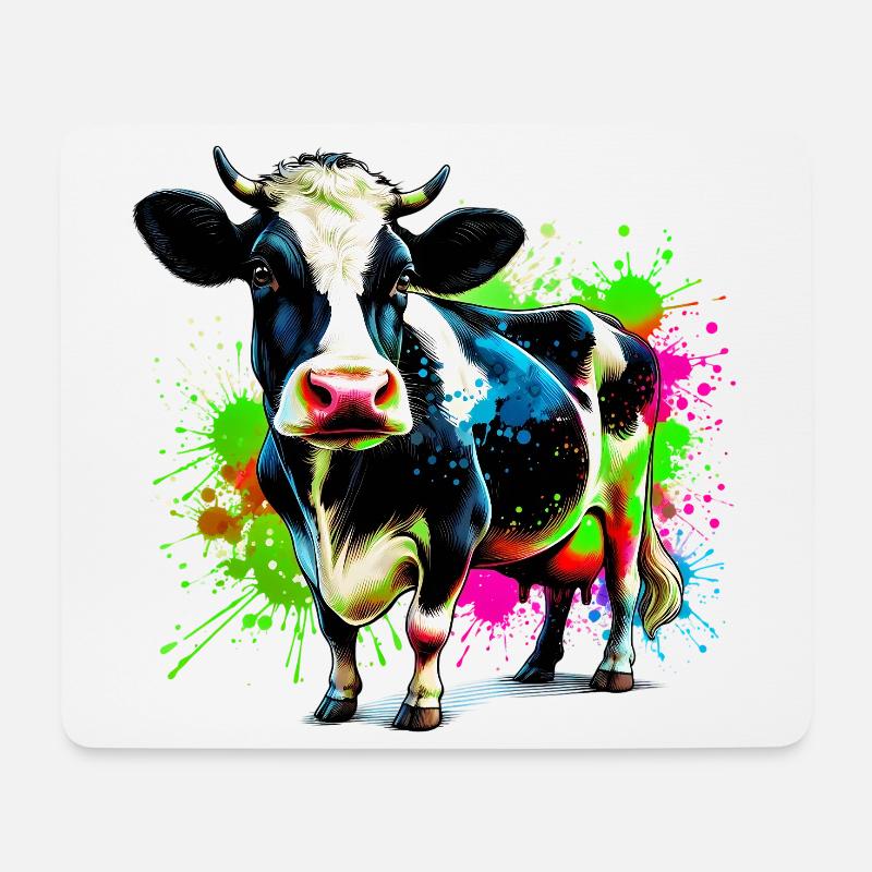 Kuh - Mousepad (Querformat) - Weiß