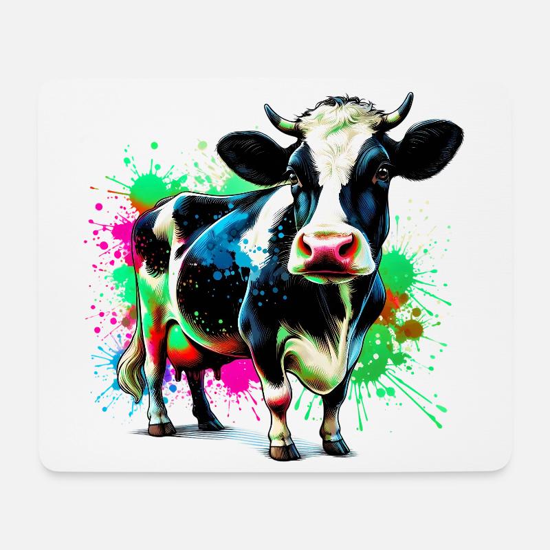 Kuh - Mousepad (Querformat) - Weiß