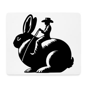 Rabbit Rider (nur Motiv - ohne Kontur, 2-farbig) - Mousepad (Querformat) - Weiß - Vorne