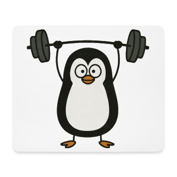 pingouin drôle avec haltère fitness fun - Tapis de souris (format paysage) - blanc - Devant