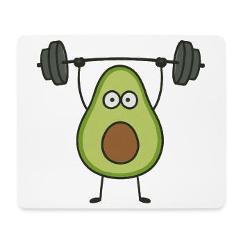 Funny Avocado Dumbbell Workout Fitness Cartoon - Mouse Pad (horizontal) - white - Front