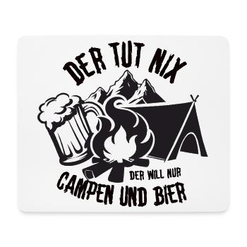 Abenteuer Camping mit Bier und Lagerfeuer - Mousepad (Querformat) - Weiß - Vorne