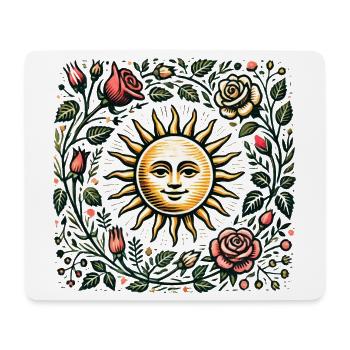 Sonne und florale botanische Illustration - Mousepad (Querformat) - Weiß - Vorne