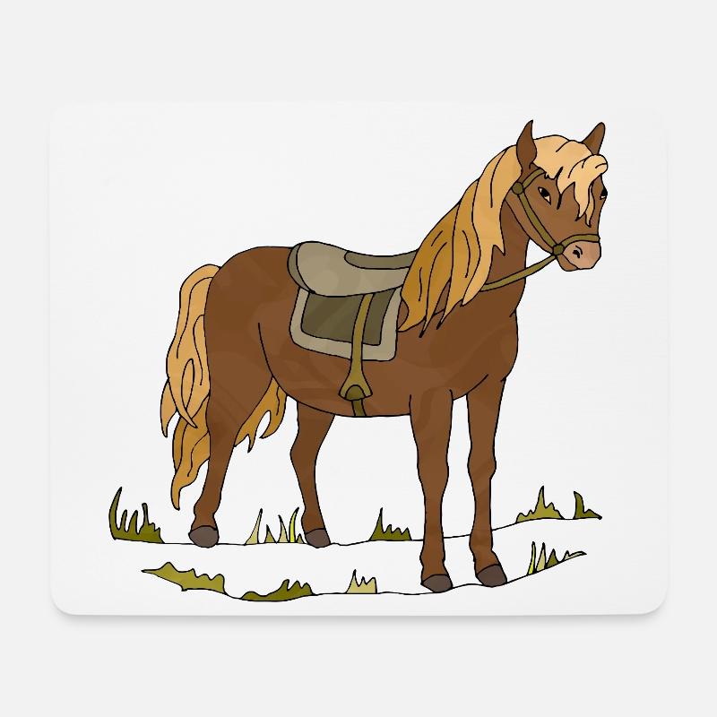 Cheval - Tapis de souris (format paysage) - blanc