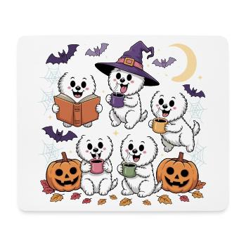 Dogs Reading Book Halloween Coffee Lovers - Mouse Pad (horizontal) - white - Front