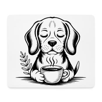 Coffee Dog – Cooles Kaffee-Logo - Mousepad (Querformat) - Weiß - Vorne