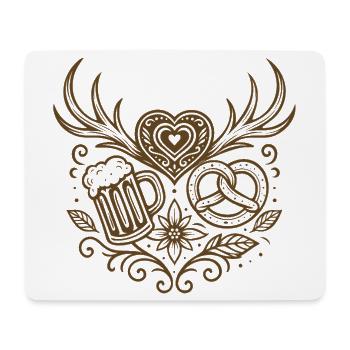 Coeur avec bois, bière et bretzel - Tapis de souris (format paysage) - blanc - Devant