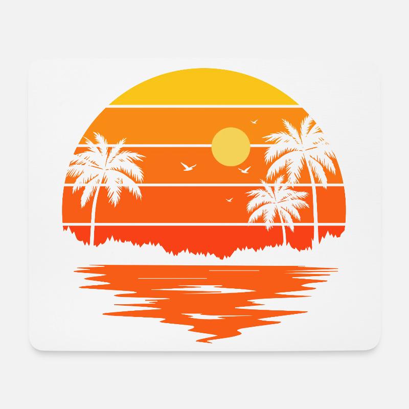 Tropical sunset on beach - Mouse Pad (horizontal) - white