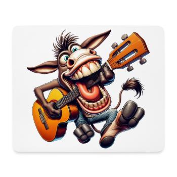 Drôle d’âne avec guitare musicien de dessin animé - Tapis de souris (format paysage) - blanc - Devant