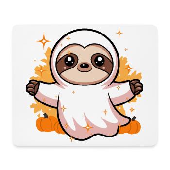 Cute Sloth Ghost Costume with Pumpkins - Mouse Pad (horizontal) - white - Front