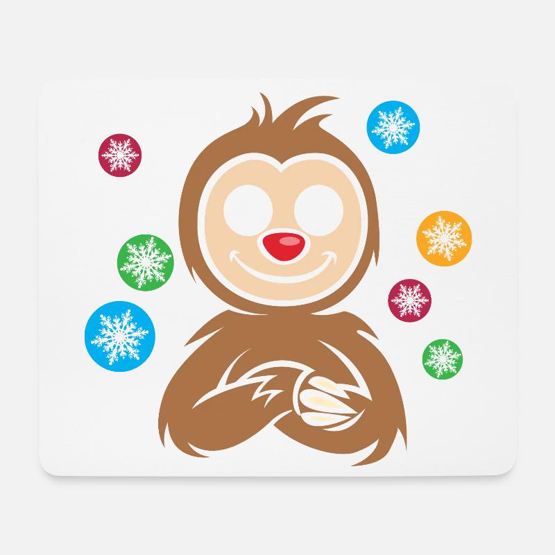 Weihnachts-Faultier Cartoon mit Schneeflocken - Mousepad (Querformat) - Weiß