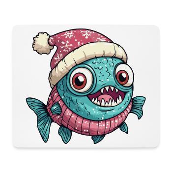 Noël de poisson piranha - Tapis de souris (format paysage) - blanc - Devant