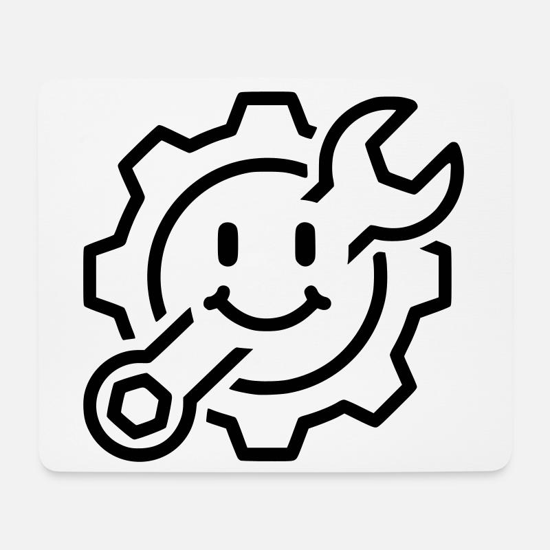 Mechaniker mit einem Lächeln | Reparatur - Mousepad (Querformat) - Weiß