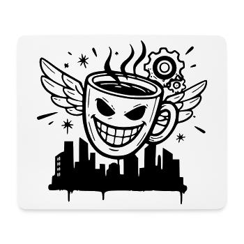 Crazy Coffee Cup Wings Vector - Mouse Pad (horizontal) - white - Front