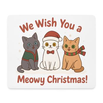 Mignons chats de Noël – Noël Miaou - Tapis de souris (format paysage) - blanc - Devant