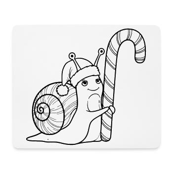 Süße Weihnachtsschnecke mit Candy Cane - Mousepad (Querformat) - Weiß - Vorne