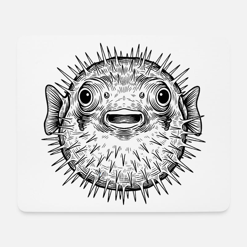 Kugelfisch - Mousepad (Querformat) - Weiß
