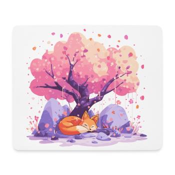Schlaffuchs unter Kirschbaum - Mousepad (Querformat) - Weiß - Vorne