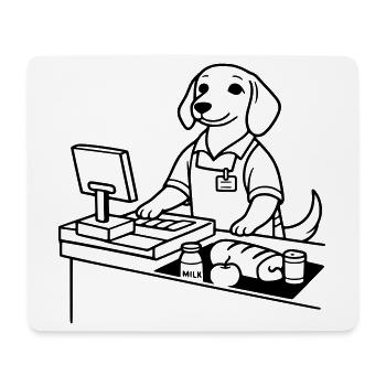 supermarkt hund kassierer - Mousepad (Querformat) - Weiß - Vorne