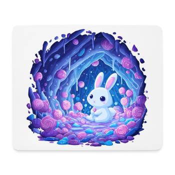 Mondschein Kaninchen im Rosenwald - Mousepad (Querformat) - Weiß - Vorne