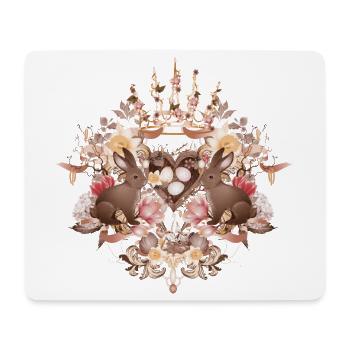 Sepia Rahmen mit Hasen und Osternest - Mousepad (Querformat) - Weiß - Vorne