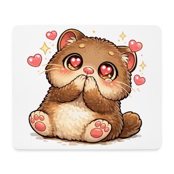 Kawaii Kitten Heart Eyes - Mouse Pad (horizontal) - white - Front