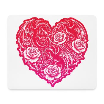 Herz Romantische Drachenrosen Liebe - Mousepad (Querformat) - Weiß - Vorne
