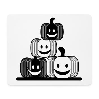 Vier lachende Kürbisse im minimalistischen Stil - Mousepad (Querformat) - Weiß - Vorne
