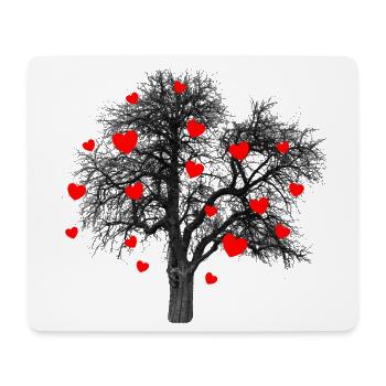 Rote Herzen Baum mit Herzen - Mousepad (Querformat) - Weiß - Vorne